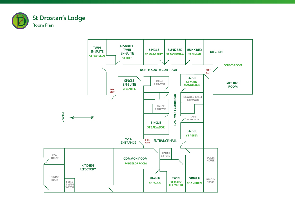Room plan of St Drostan's Lodge